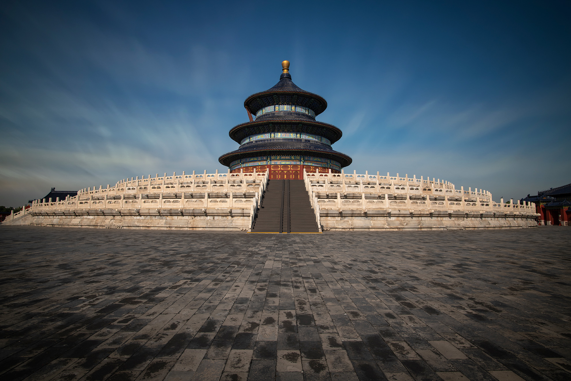 An early morning quiet in the courtard before the Hall of Prayer within the Temple of Heaven, Beijing
