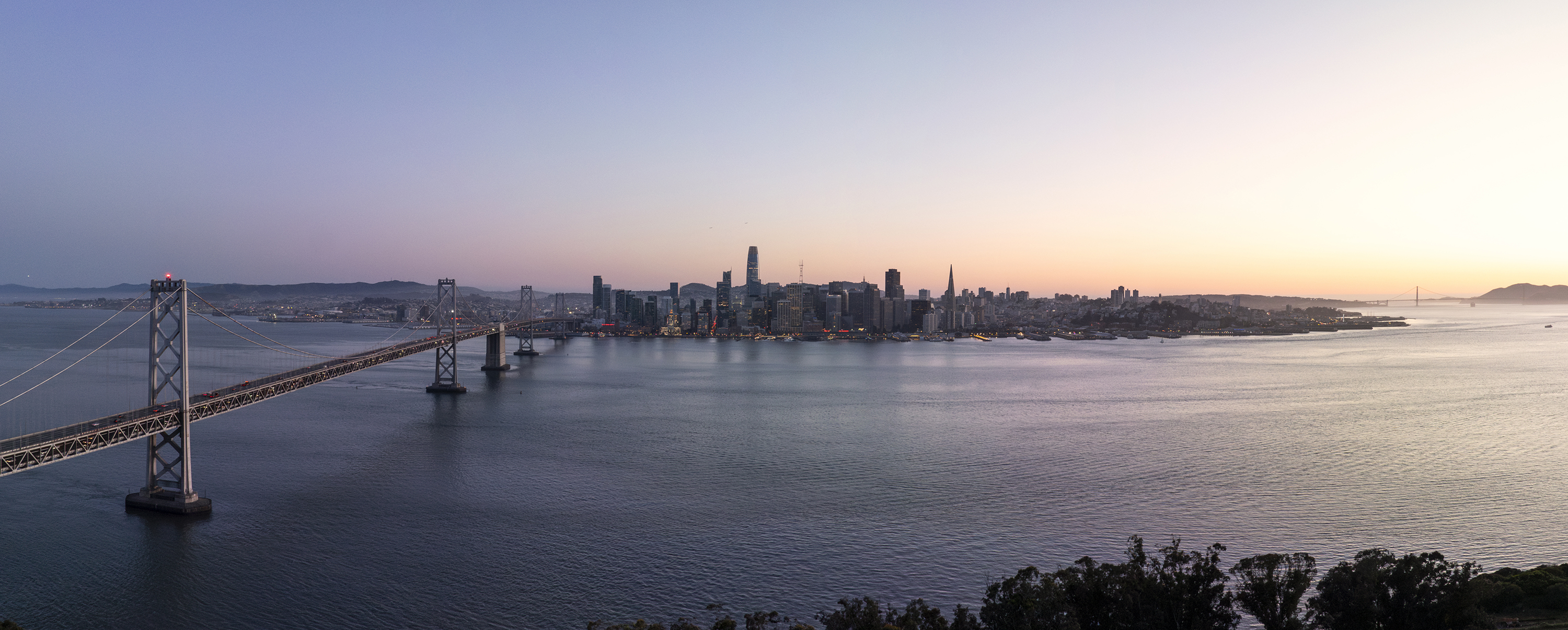 San Francisco downtown skyline panorama at sunset