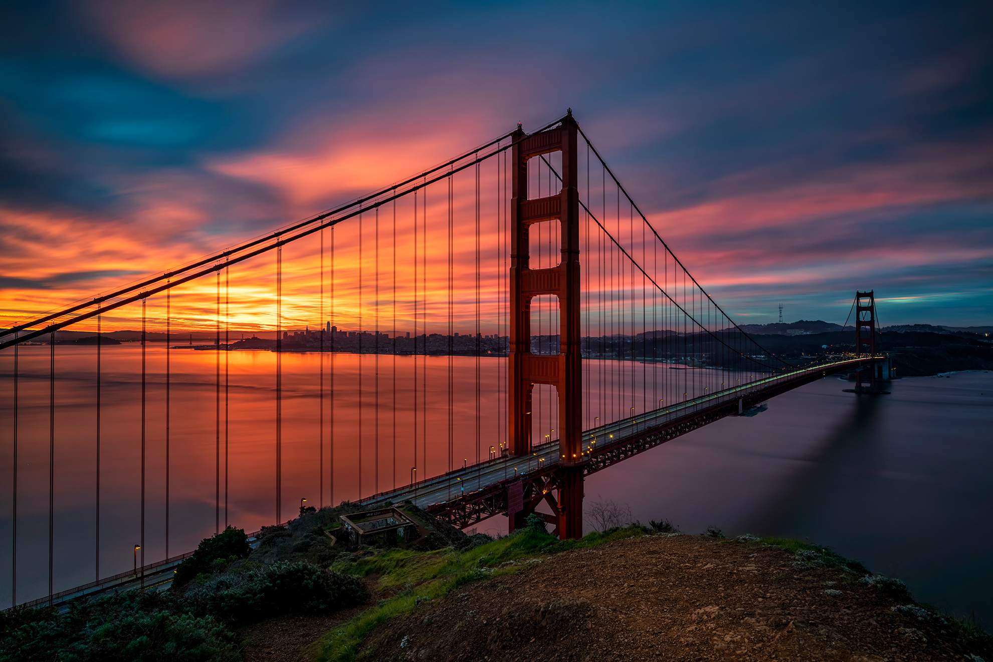 Golden Gate Bridge at sunrise