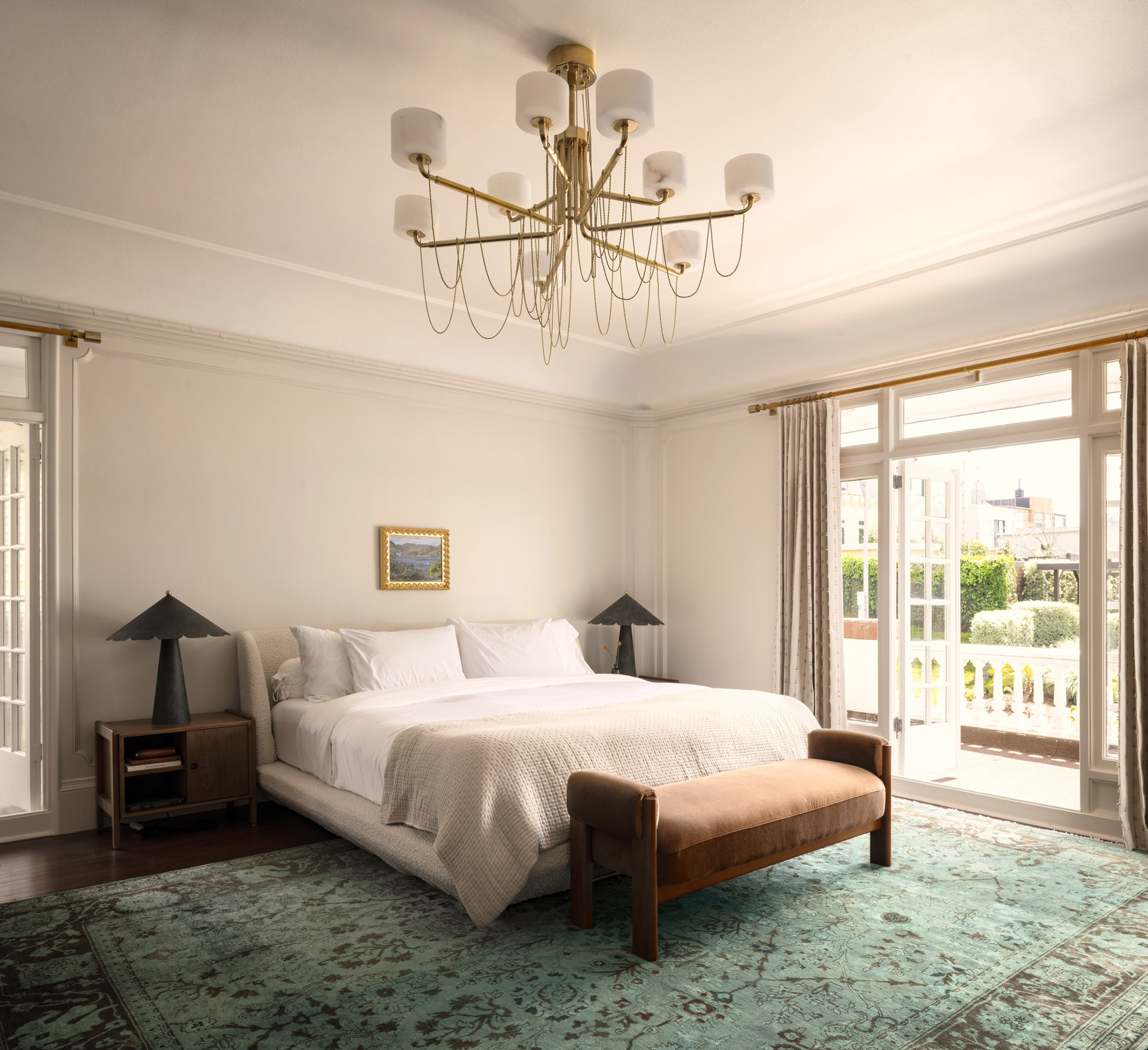 Classic victorian bedroom remodeled with contemporary lighting - interior design photography by Philippe Newman
