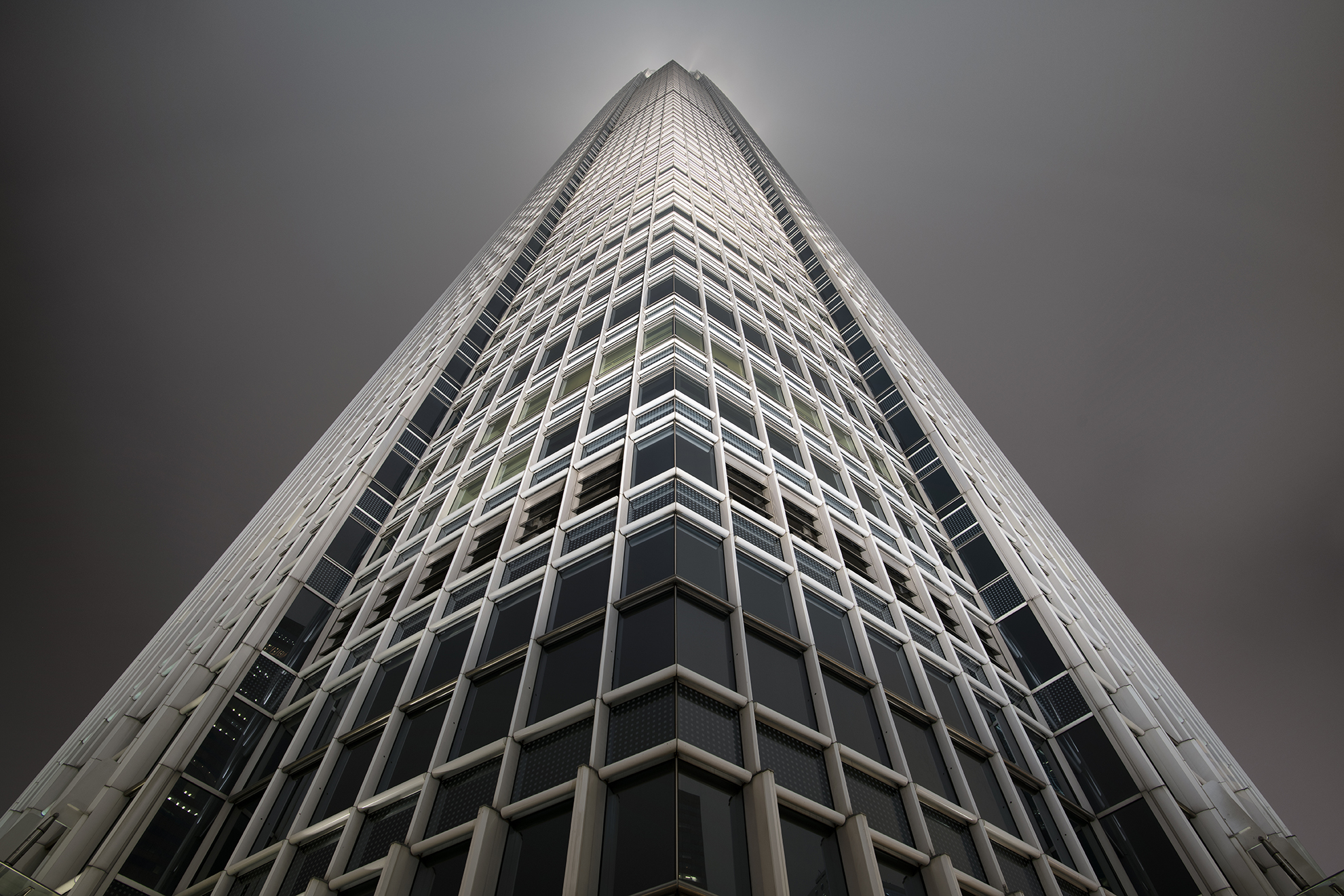 Looking up at the Hong Kong skyscraper off of which Batman dove in the Dark Knight - IFC building