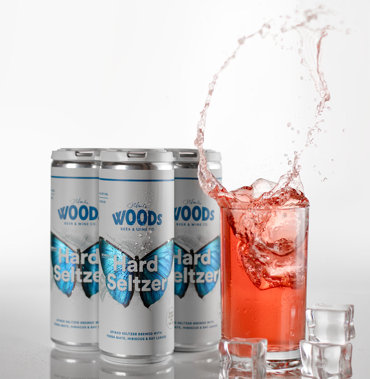 creative product photography - woods hard seltzer splash photography